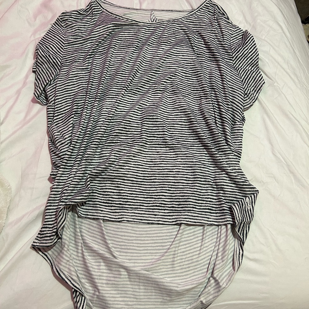 Champion Black and White Striped Women's Tee